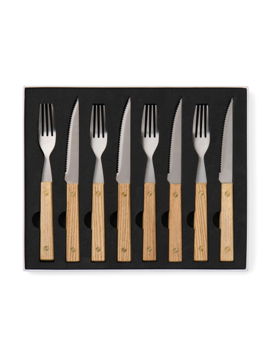Set de huit couverts Vinga Paso inox et frêne FSC personnalisable