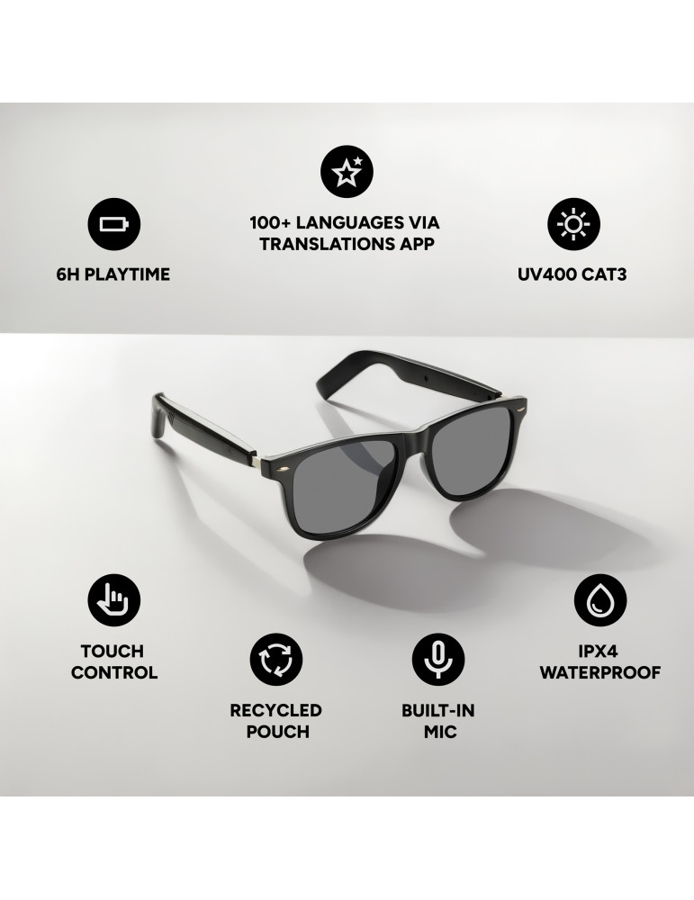 Lunettes audio dotées de l'IA avec fonction traduction Miro personnalisable