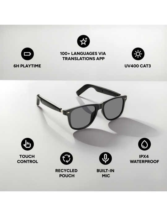 Lunettes audio dotées de l'IA avec fonction traduction Miro personnalisable