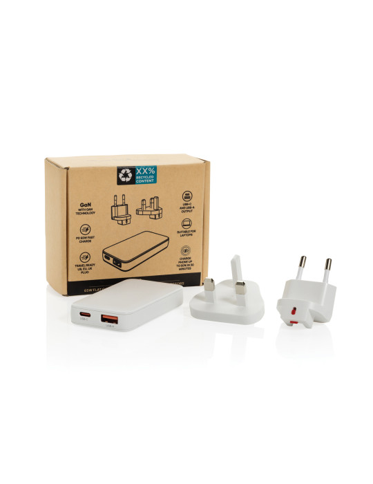 Chargeur plat 65W GAN avec connecteurs universels Fluxo RCS personnalisable