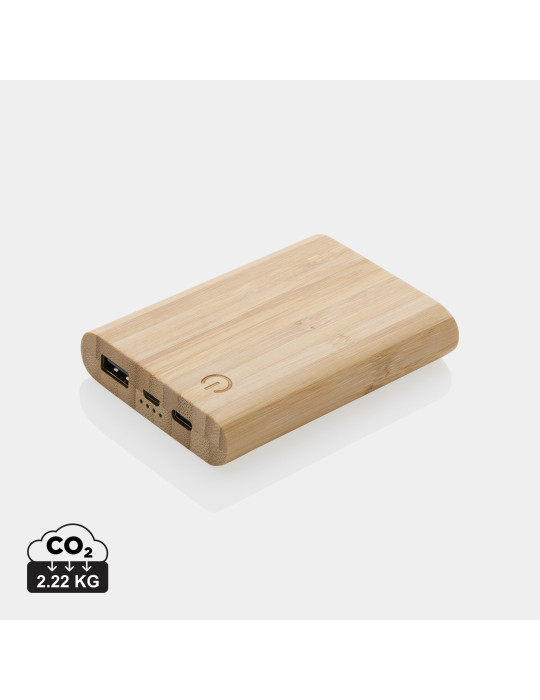 Batterie externe bambou 5 000 mAh personnalisable