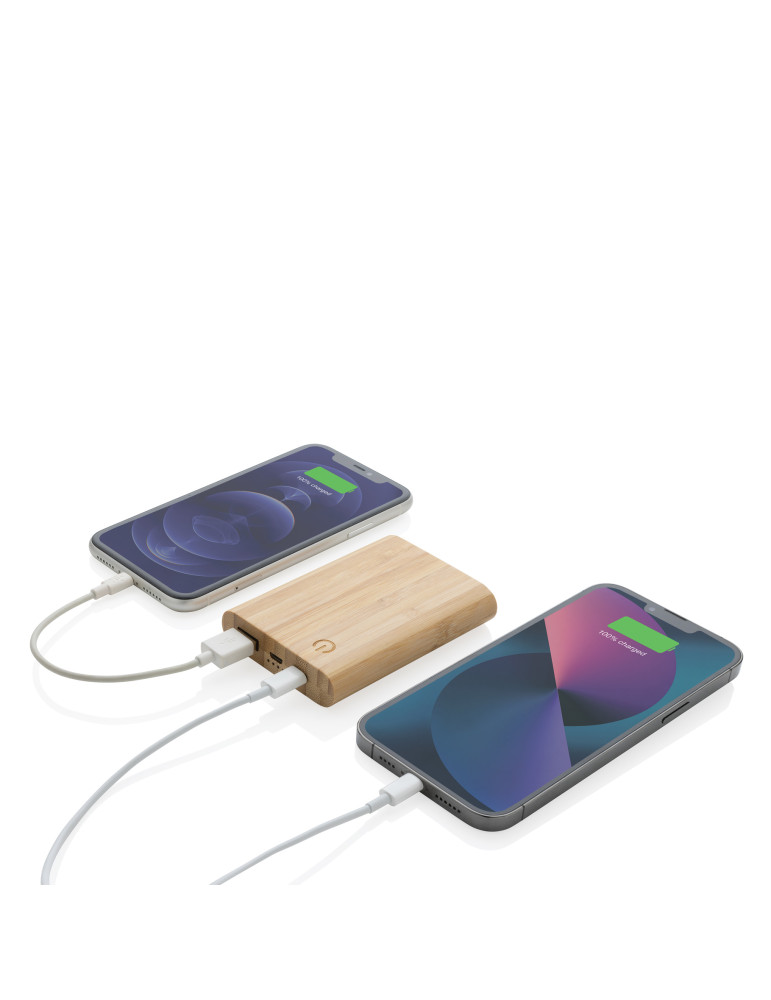 Batterie externe bambou 5 000 mAh personnalisable