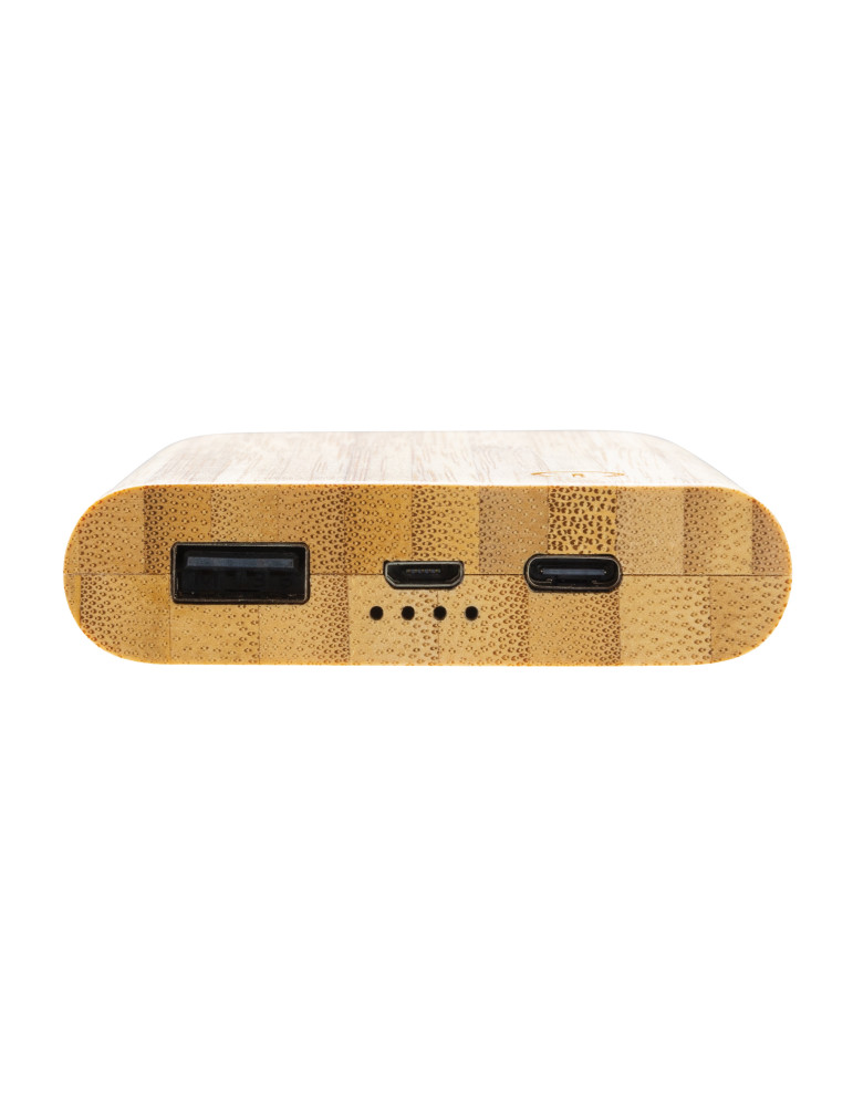 Batterie externe bambou 5 000 mAh personnalisable