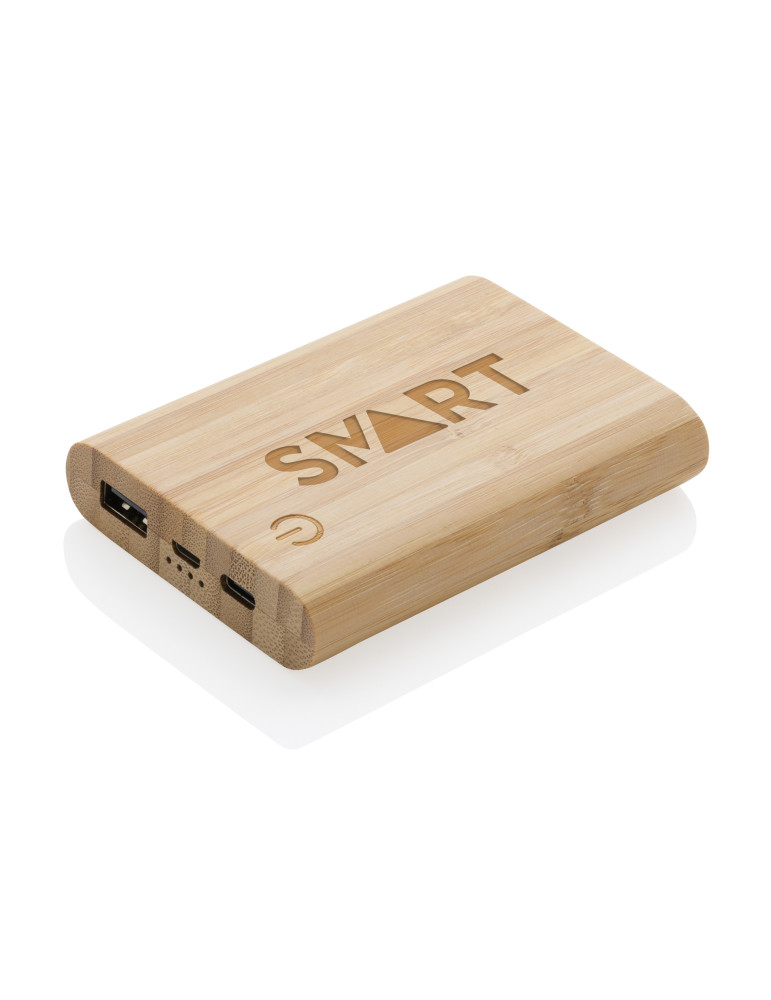 Batterie externe bambou 5 000 mAh personnalisable