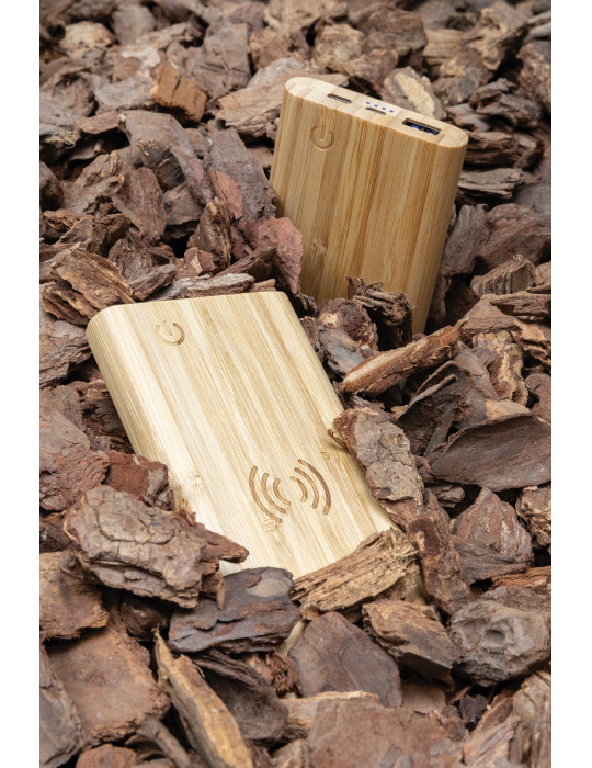 Batterie externe bambou 5 000 mAh personnalisable