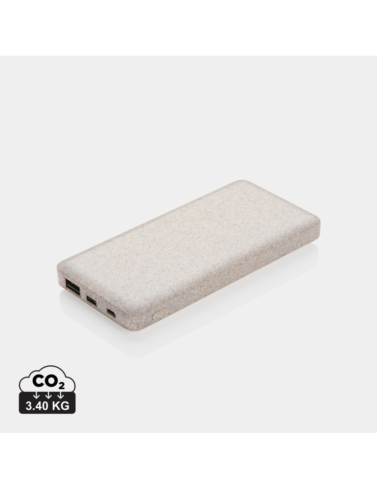Batterie externe 10 000 mAh fibre de blé et ABS personnalisable