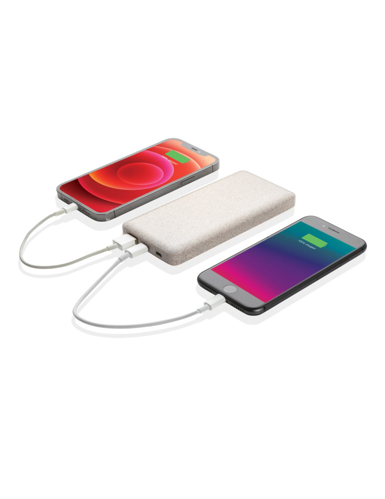 Batterie externe 10 000 mAh fibre de blé et ABS personnalisable