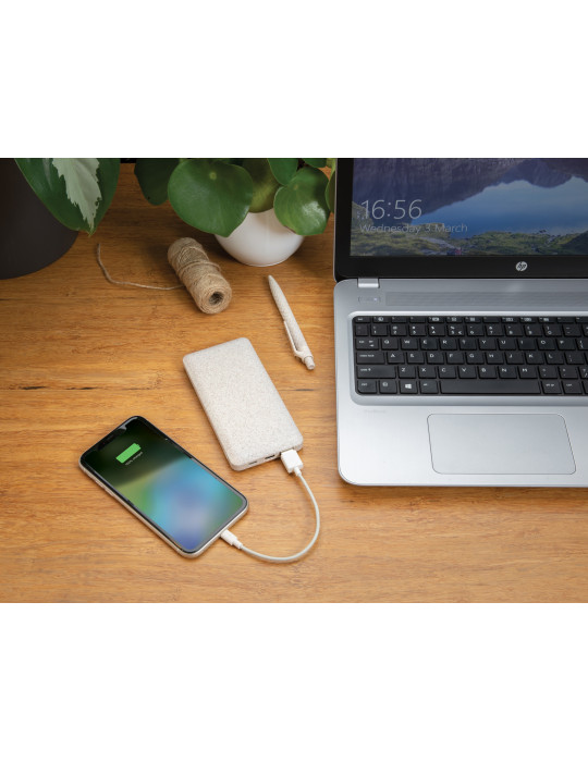Batterie externe 10 000 mAh fibre de blé et ABS personnalisable