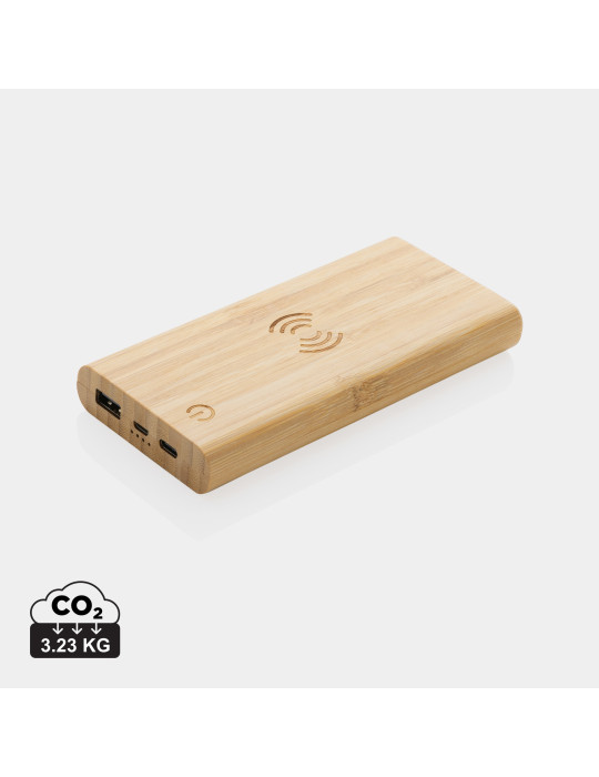 Batterie bambou 8 000 mAh et induction 5 W personnalisable