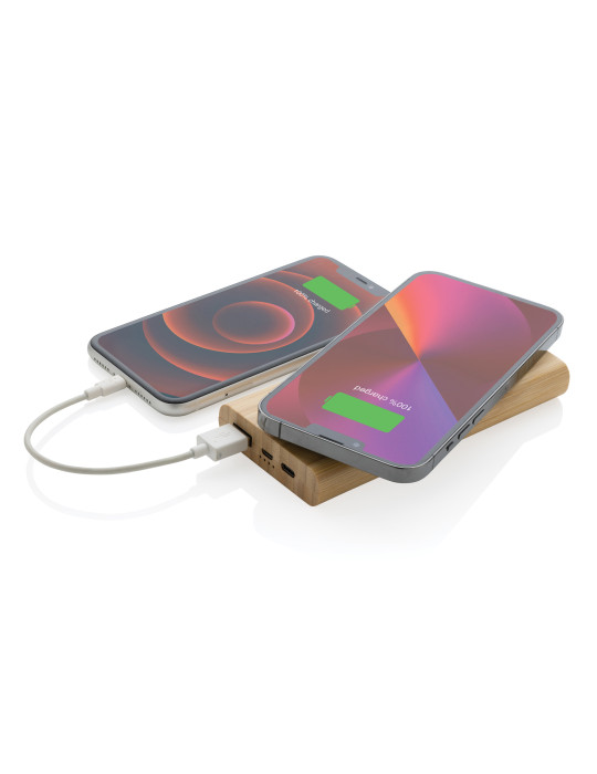 Batterie bambou 8 000 mAh et induction 5 W personnalisable