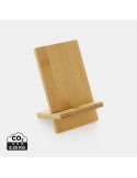 Support téléphone en bambou dans une boîte kraft personnalisable