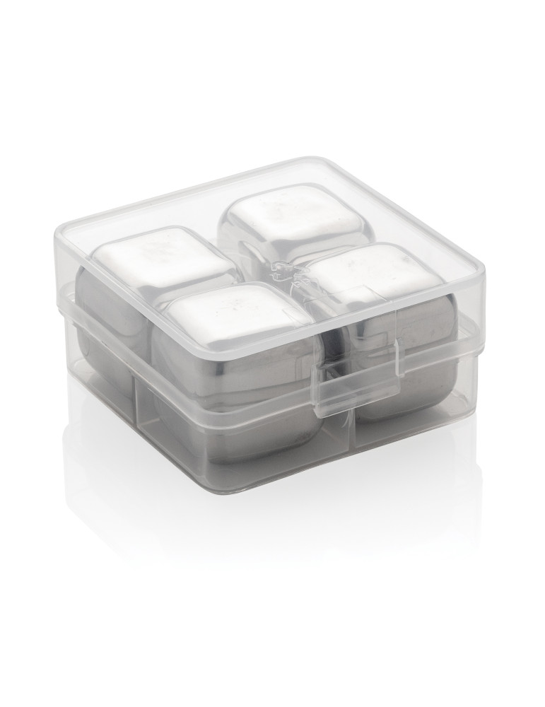 Lot de quatre glaçons réutilisables en acier inoxydable personnalisable