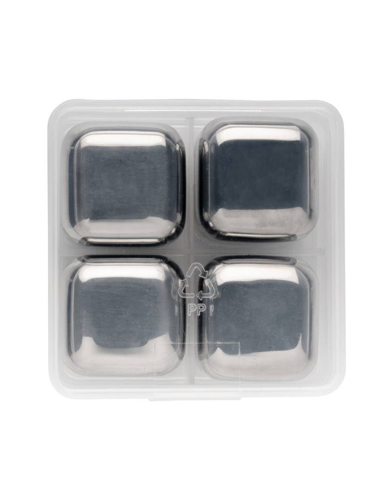 Lot de quatre glaçons réutilisables en acier inoxydable personnalisable