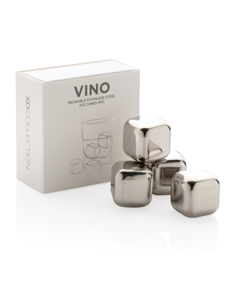 Lot de quatre glaçons réutilisables en acier inoxydable personnalisable