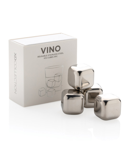 Lot de quatre glaçons réutilisables en acier inoxydable personnalisable
