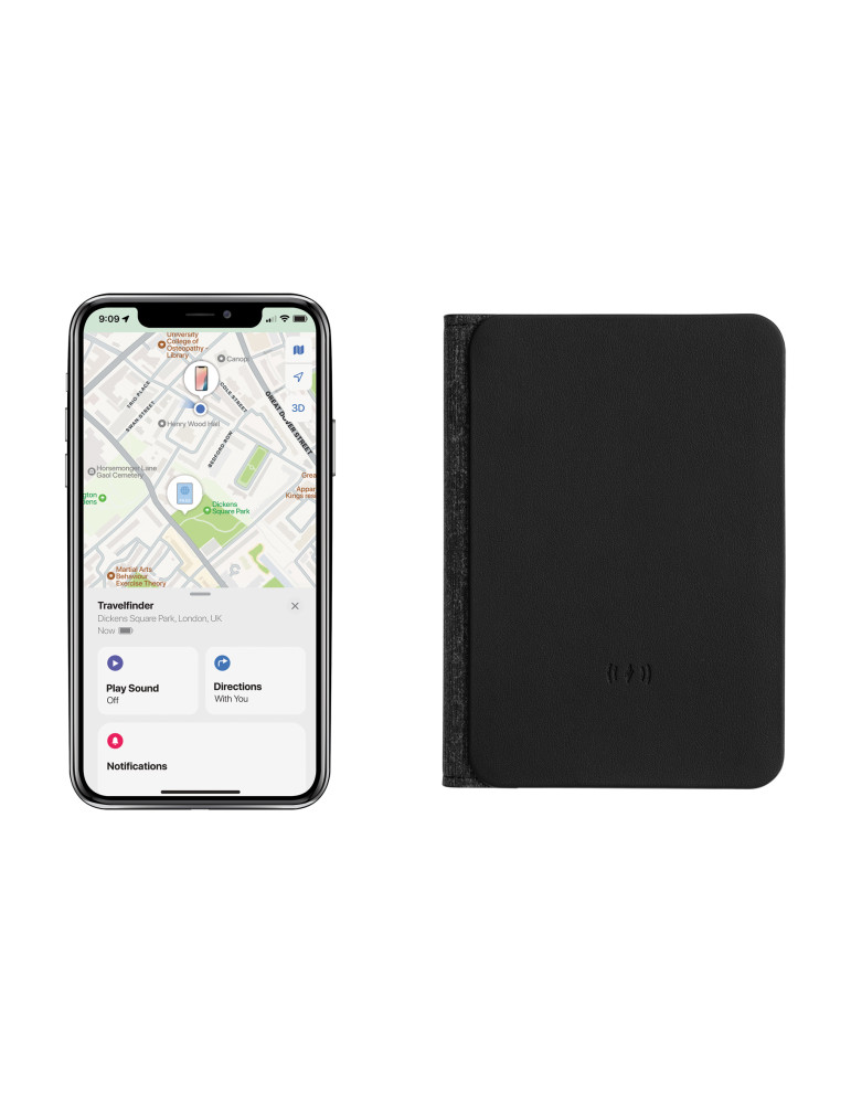 Porte-passeport en RCS avec géolocalisation Travelfinder personnalisable