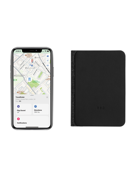 Porte-passeport en RCS avec géolocalisation Travelfinder personnalisable