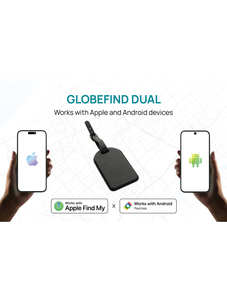 Étiquette à bagages avec géolocalisation Globefind Dual RCS personnalisable