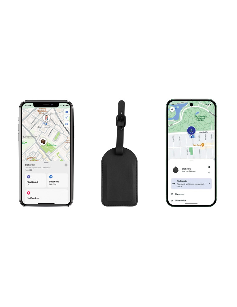 Étiquette à bagages avec géolocalisation Globefind Dual RCS personnalisable