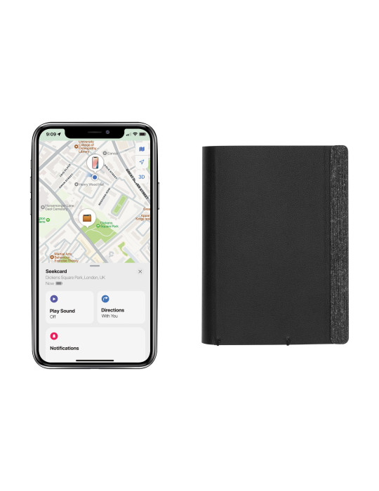 Porte cartes avec géolocalisation en polyester RCS Seekcard personnalisable