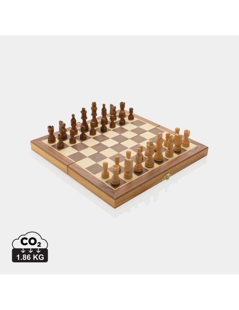Jeu d’échecs pliable en bois de pin FSC personnalisable