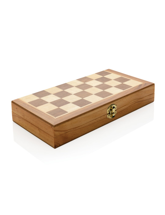 Jeu d’échecs pliable en bois de pin FSC personnalisable