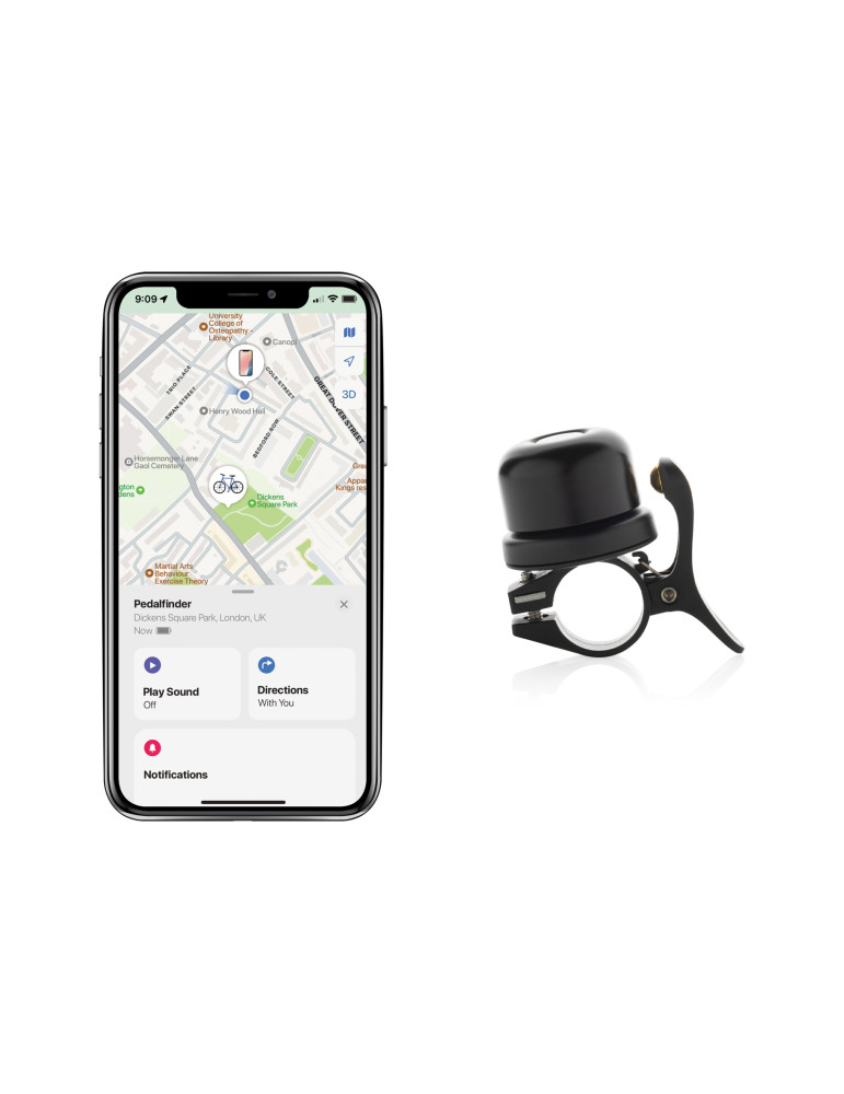 Sonnette de vélo avec géolocalisation Pedalfinder personnalisable