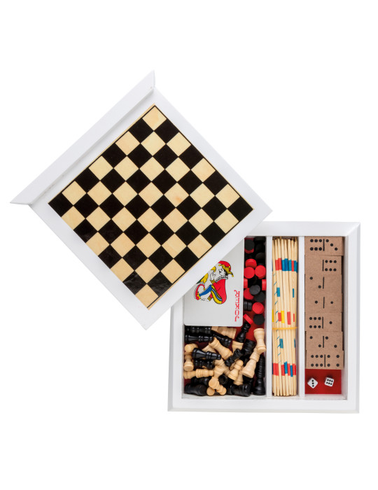 Coffret de cinq jeux en bois FSC personnalisable