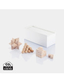 Coffret de trois casse-têtes en bois FSC personnalisable