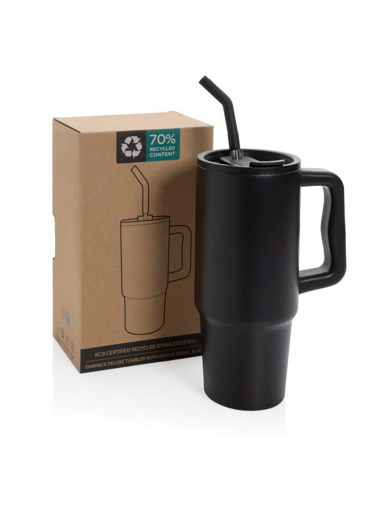 Mug Embrace 900 ml avec paille en acier RCS personnalisable
