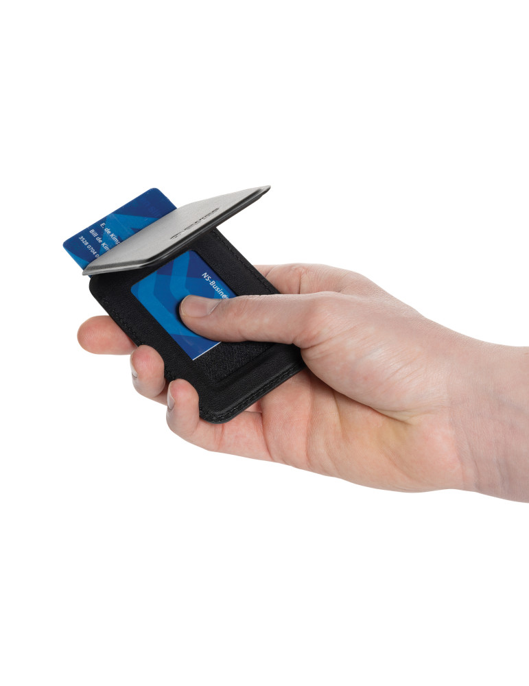 Portefeuille magnétique en PU recyclé Magstand RCS Swiss Peak personnalisable