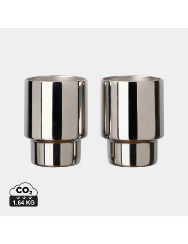 Deux tasses Vinga Nagano 160 ml acier recyclé RCS personnalisable
