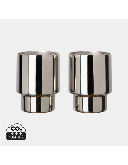 Deux tasses Vinga Nagano 160 ml acier recyclé RCS personnalisable