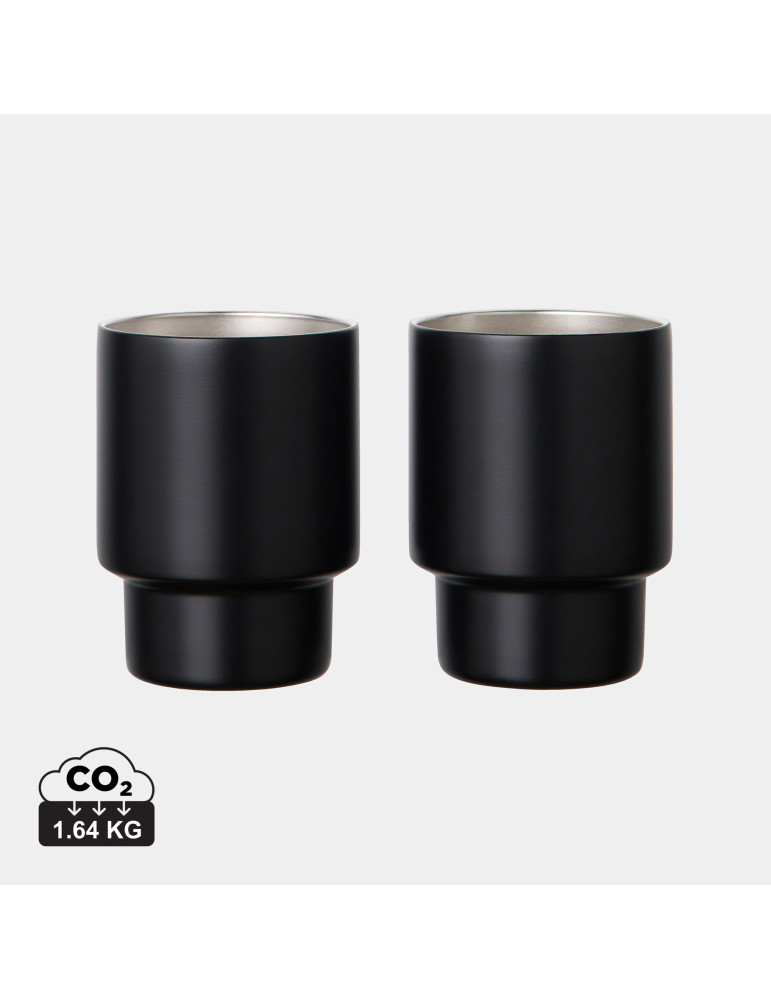 Deux tasses Vinga Nagano 160 ml acier recyclé RCS personnalisable