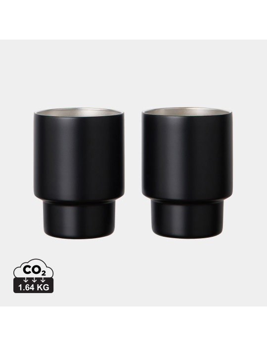 Deux tasses Vinga Nagano 160 ml acier recyclé RCS personnalisable