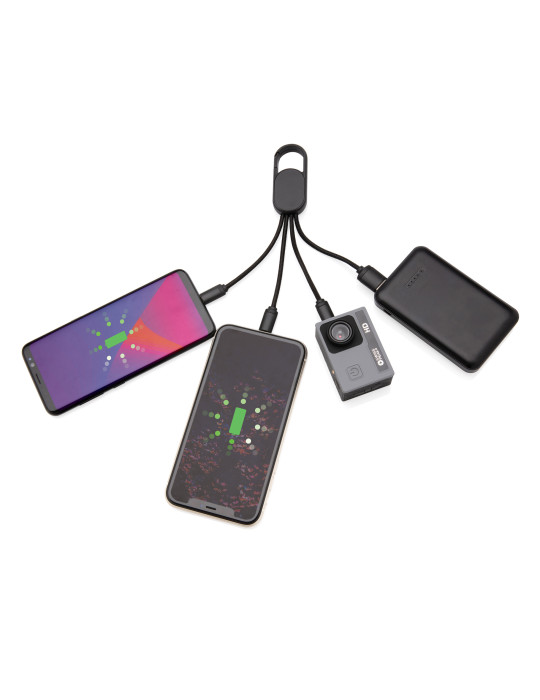 Câble 4 en 1 avec mousqueton personnalisable