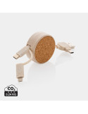 Câble rétractable 6 en 1 en liège et fibre de paille personnalisable