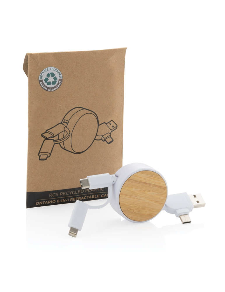Câble Ontario 4-en-1 rétractable en plastique recyclé RCS personnalisable