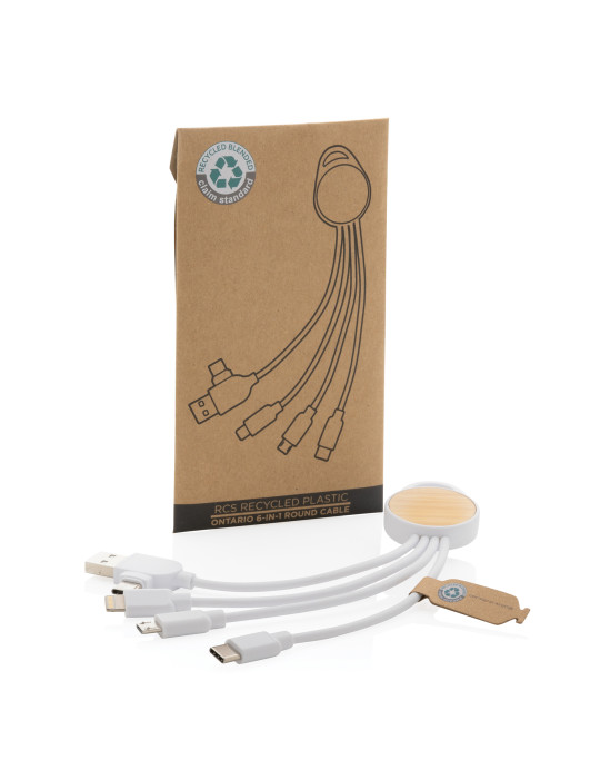 Câble Ontario 6-en-1 rond en plastique recyclé RCS personnalisable
