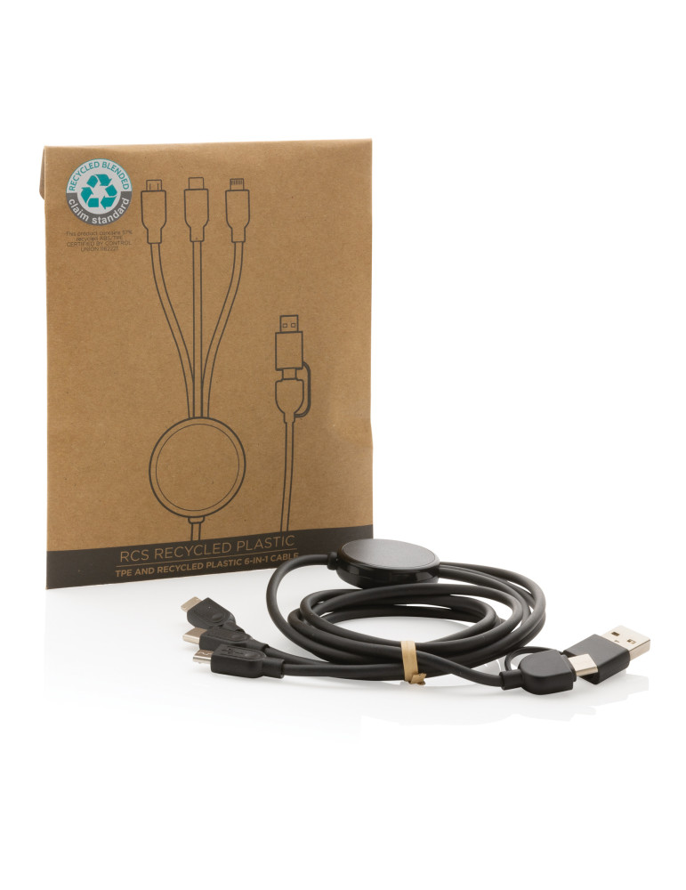 Câble 60W 4 en 1 en TPE et plastique recyclé RCS personnalisable