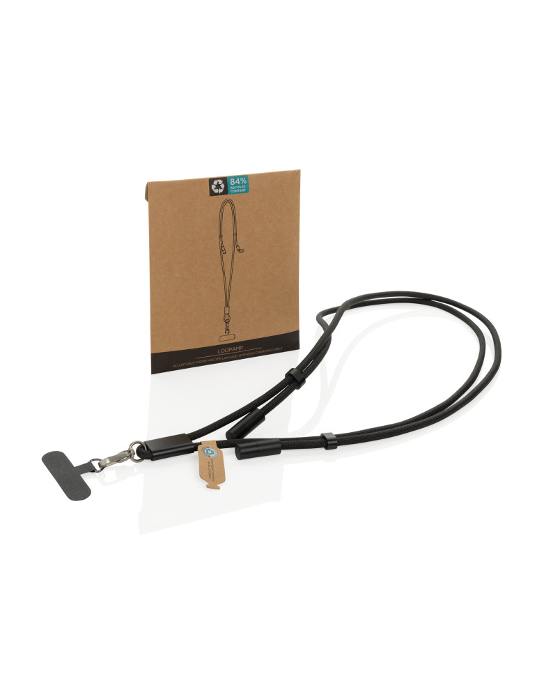 Cordon téléphone de 160cm avec câble 60W en rPET RCS LoopAmp personnalisable