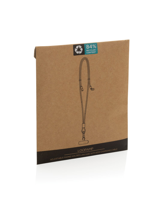 Cordon téléphone de 160cm avec câble 60W en rPET RCS LoopAmp personnalisable
