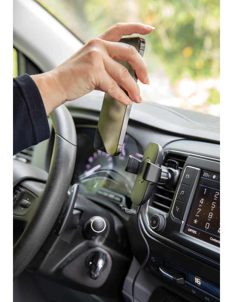 Support voiture avec chargeur 10W en plastique recyclé RCS personnalisable