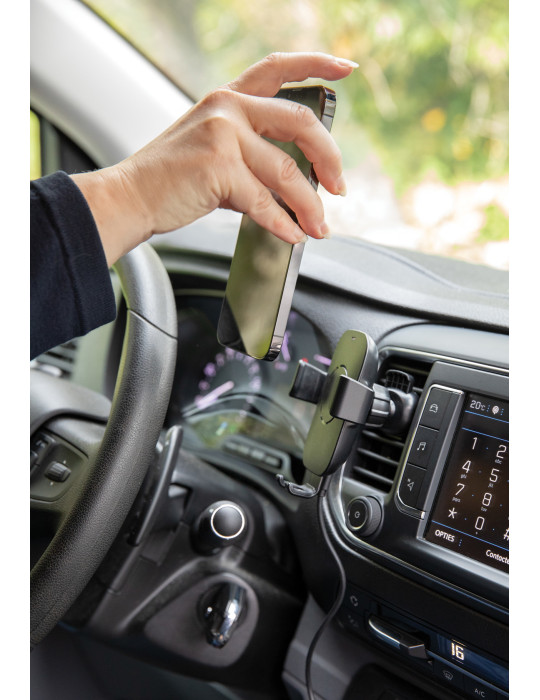 Support voiture avec chargeur 10W en plastique recyclé RCS personnalisable