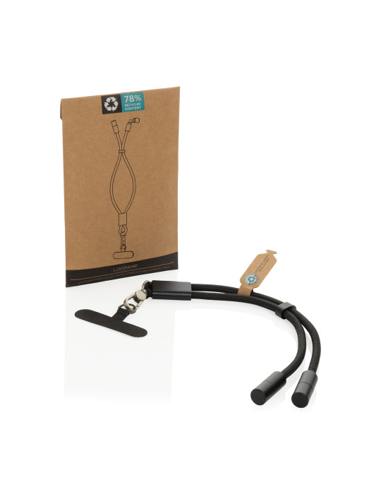 Bracelet téléphone avec câble 60W en rPET RCS LoopAmp personnalisable