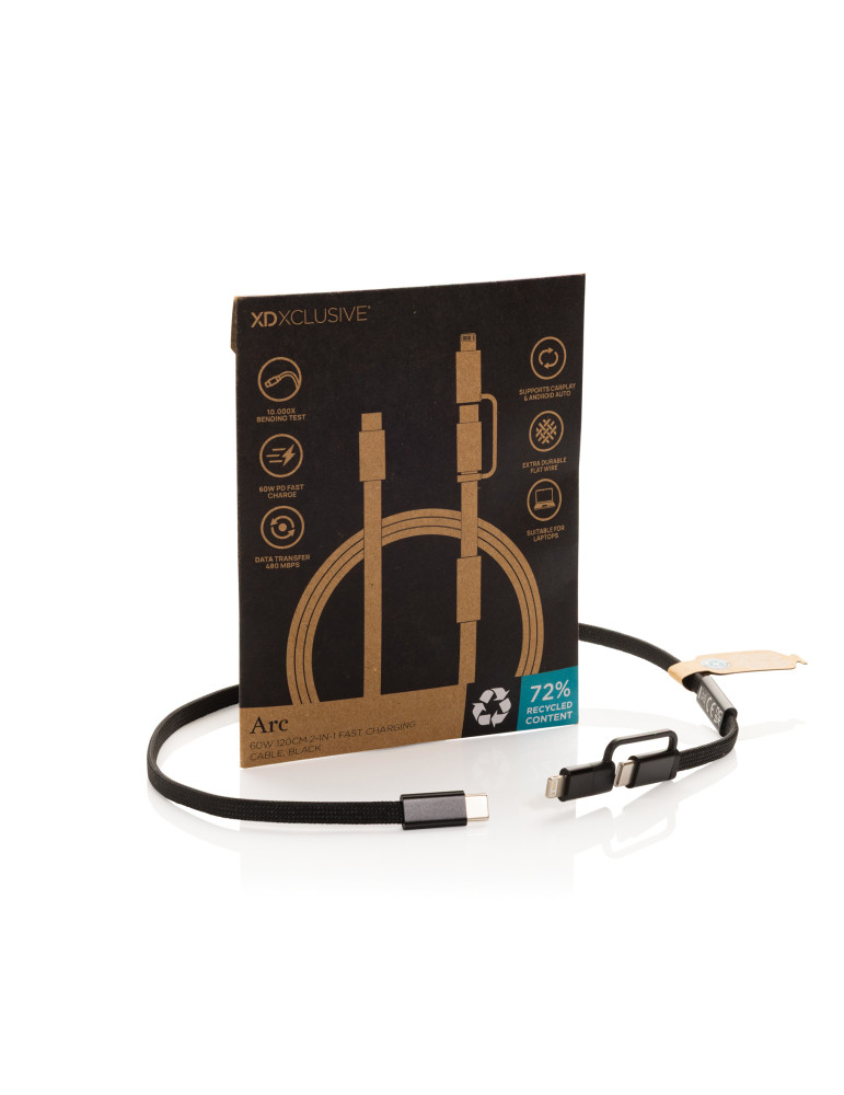 Câble de recharge rapide 60W 2-en-1 Arc RCS personnalisable