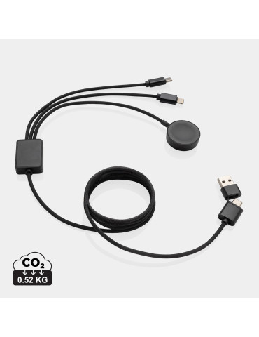 Câble 6-en-1 avec chargeur de montre en rPET RCS Terra personnalisable