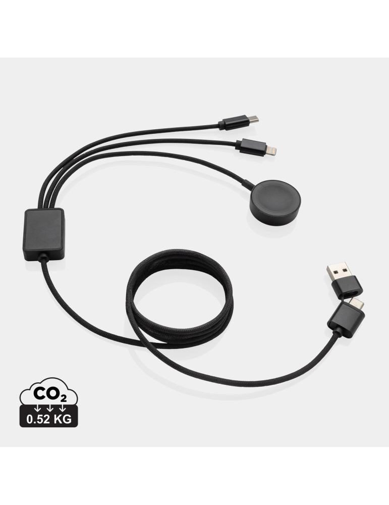Câble 6-en-1 avec chargeur de montre en rPET RCS Terra personnalisable