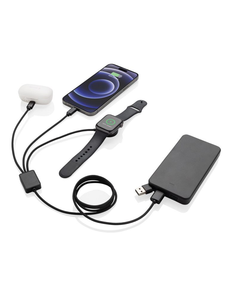 Câble 6-en-1 avec chargeur de montre en rPET RCS Terra personnalisable