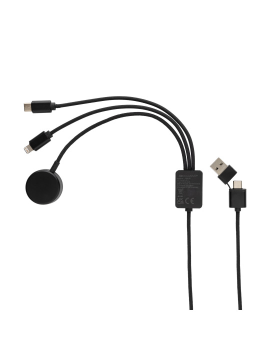 Câble 6-en-1 avec chargeur de montre en rPET RCS Terra personnalisable